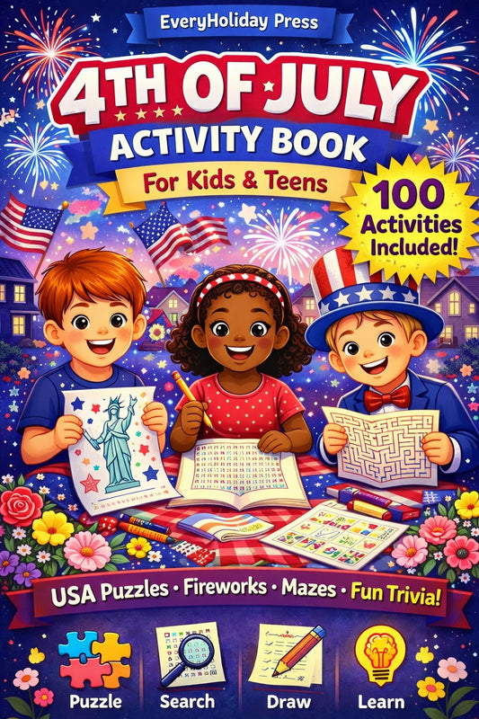 4th of July Activity Book for kids & teens: Puzzles - Mazes - Word Searches - Games & More!