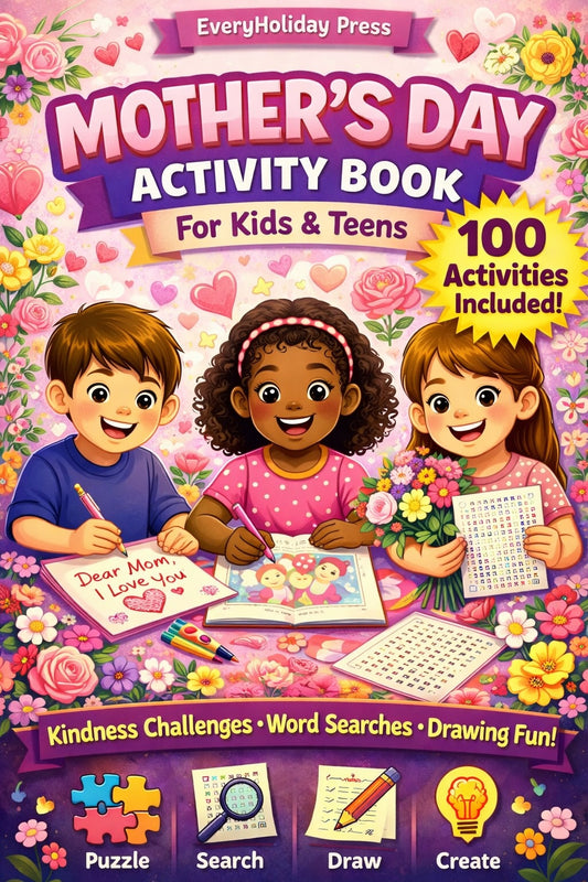 Mother's Day Activity Book for Kids & Teens: Puzzles • Mazes • Word Searches • Games & More!