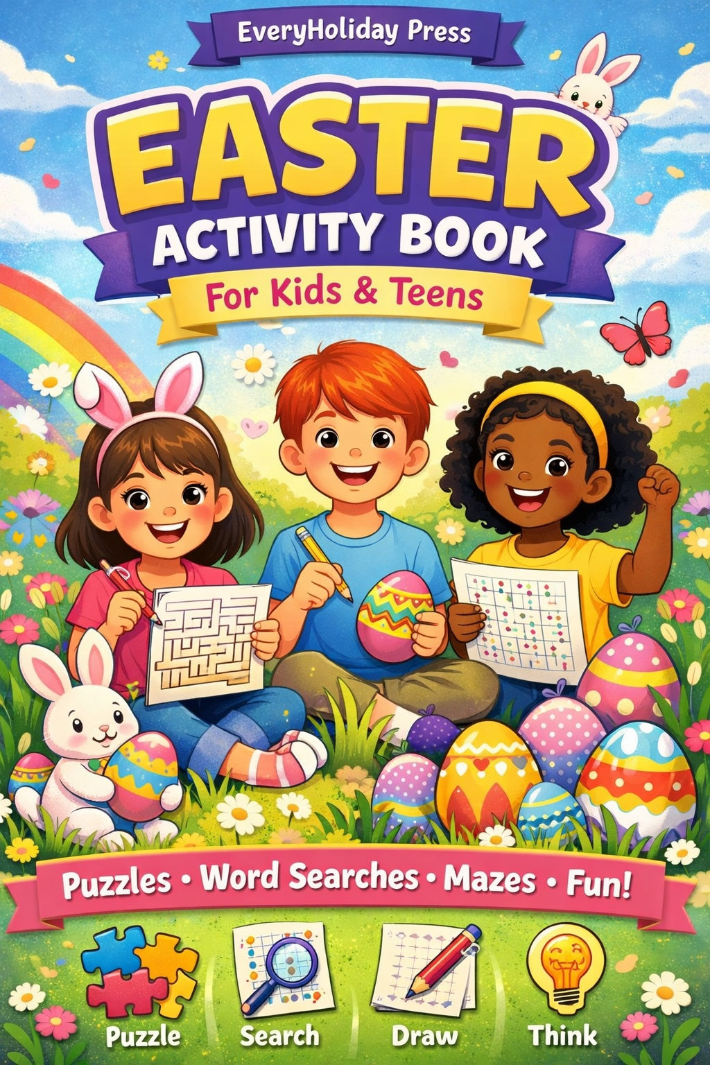 Spring Easter Activity Book for Kids & teens: Puzzles - Mazes - Word Searches - Games & More!