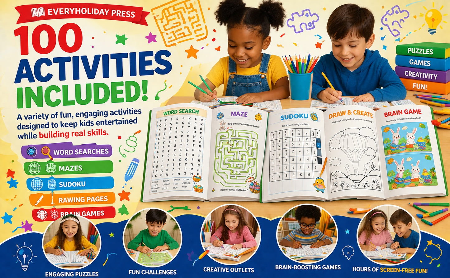 4th of July Activity Book for kids & teens: Puzzles - Mazes - Word Searches - Games & More!