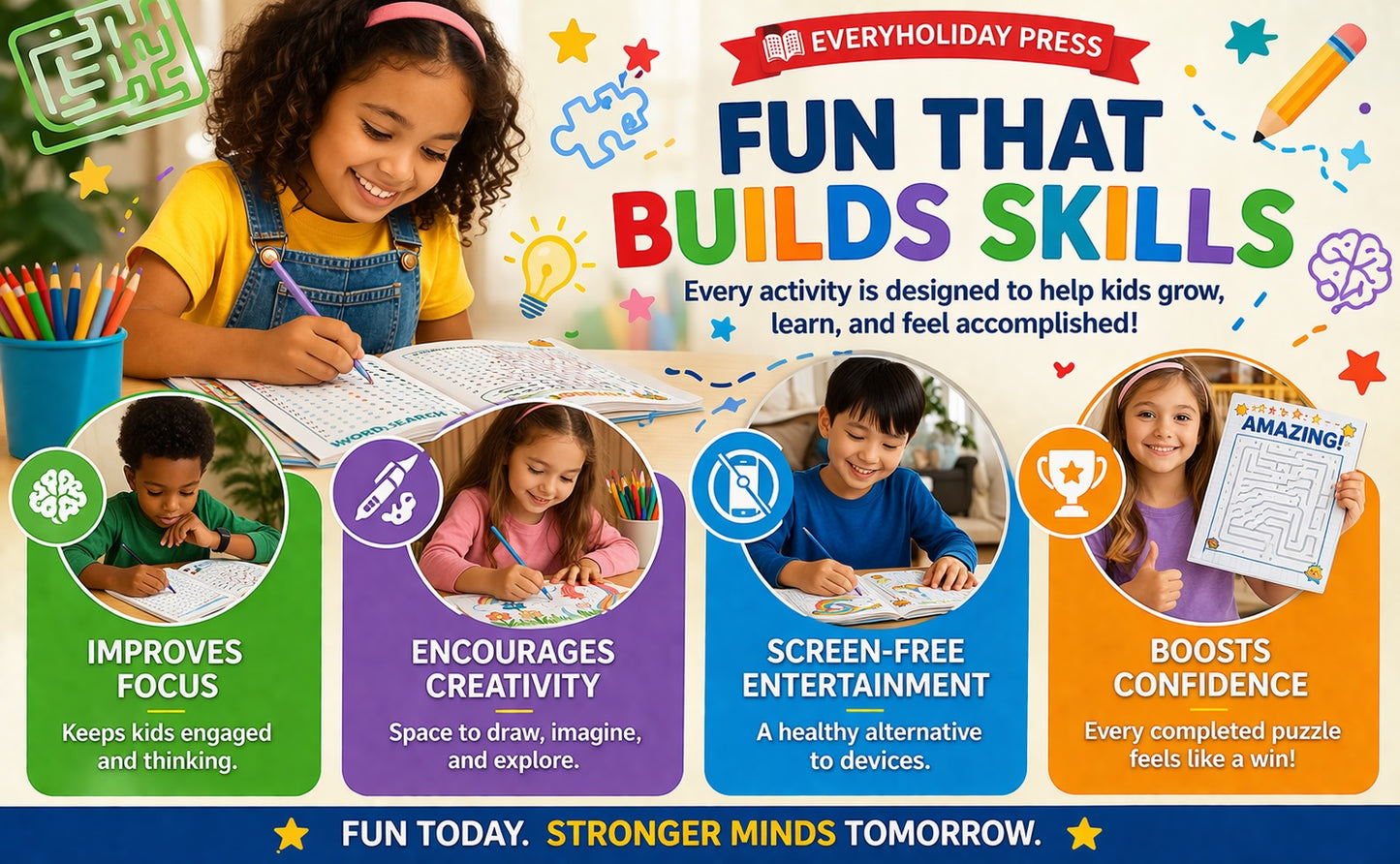 Spring Easter Activity Book for Kids & teens: Puzzles - Mazes - Word Searches - Games & More!