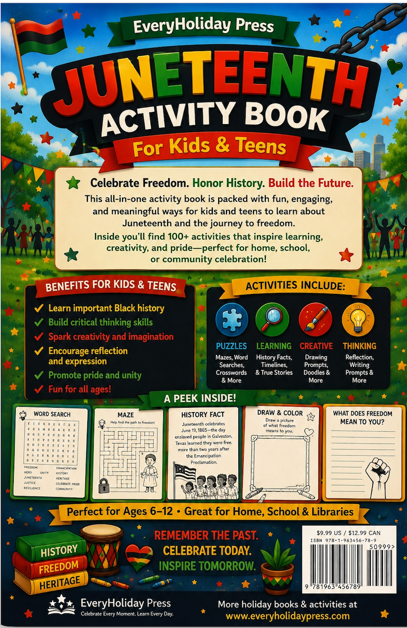 Juneteenth Activity Book for Kids & Teens:Puzzles • Mazes • Word Searches • Games & More!
