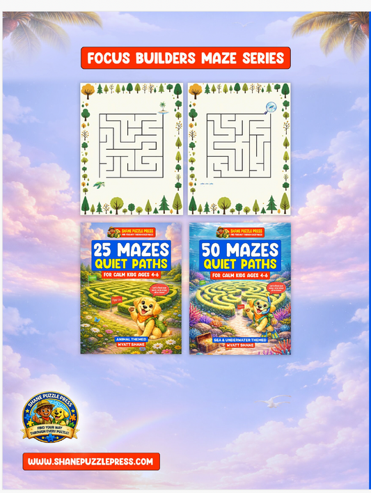 25 Mazes: Quiet Paths for Calm kids ages 4-6: Large, Simple Mazes Designed for Calm Focus - A Sensory-Friendly Puzzle Book for Neurodivergent Kids Including ADHD & Autism, Nature-Sea Theme