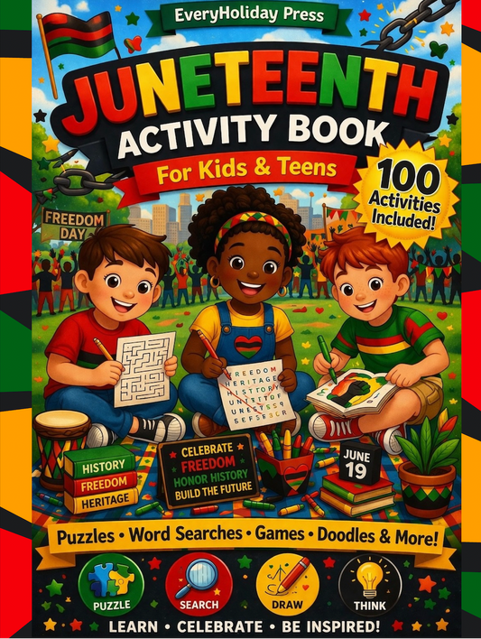 Juneteenth Activity Book for Kids & Teens:Puzzles • Mazes • Word Searches • Games & More!